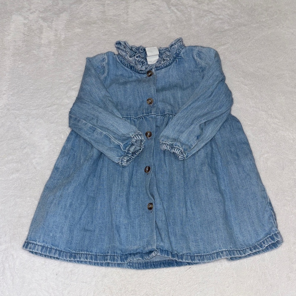 H&M Charming Denim dress with Ruffle Collar 6-9 months